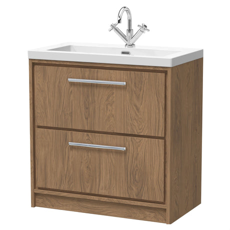 [BFIF2735L] Longnor 2 Drawer Floor Standing Vanity Unit with Modern Fireclay Basin - Choice of Size and Colour - Cutout
