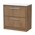 [BFIF2735WMT] Longnor 2 Drawer Floor Standing Vanity Unit with White Marble Worktop, Antique Oak, 800mm - Cutout
