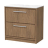 [BFIF2735WMT] Longnor 2 Drawer Floor Standing Vanity Unit with White Marble Worktop - Choice of Size and Colour - Cutout