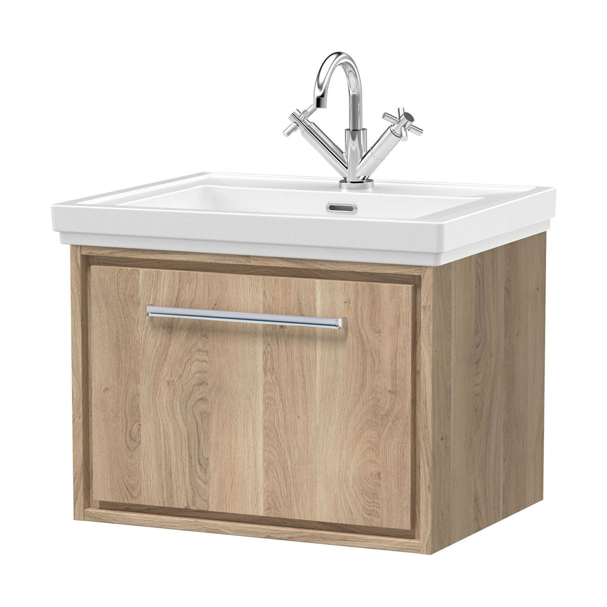 [BFIF3022A] Longnor 1 Drawer Wall Hung Vanity Unit with Traditional Fireclay Basin - Choice of Size and Colour - Cutout
