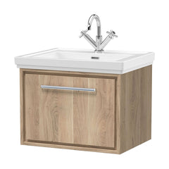 [BFIF3022A] Longnor 1 Drawer Wall Hung Vanity Unit with Traditional Fireclay Basin - Choice of Size and Colour - Cutout