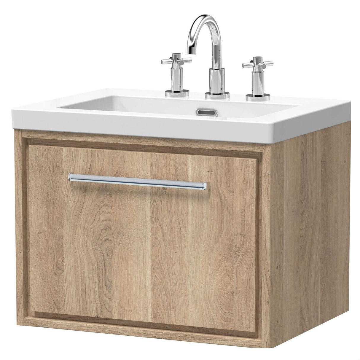 [BFIF3022M] Longnor 1 Drawer Wall Hung Vanity Unit with 3 Tap Hole Modern Fireclay Basin - Choice of Size and Colour - Cutout