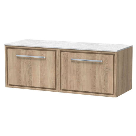[BFIF3022WMT2] Longnor 2 Drawer Wall Hung Vanity Unit with White Marble Worktop - Choice of Colour - Cutout