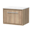 [BFIF3022WMT] Longnor 1 Drawer Wall Hung Vanity Unit with White Marble Worktop, Light Oak, 600mm - Cutout