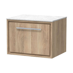 [BFIF3022WMT] Longnor 1 Drawer Wall Hung Vanity Unit with White Marble Worktop - Choice of Size and Colour - Cutout