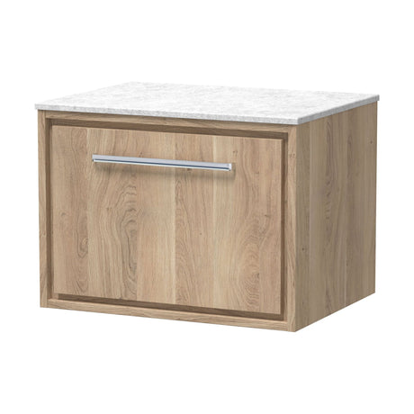 [BFIF3022WMT] Longnor 1 Drawer Wall Hung Vanity Unit with White Marble Worktop - Choice of Size and Colour - Cutout