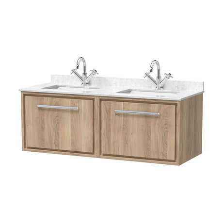 [BFIF3022WS2] Longnor 2 Drawer Wall Hung Vanity Unit with Square Basin and Marble Worktop, 1200mm, Choice of Colour - Cutout
