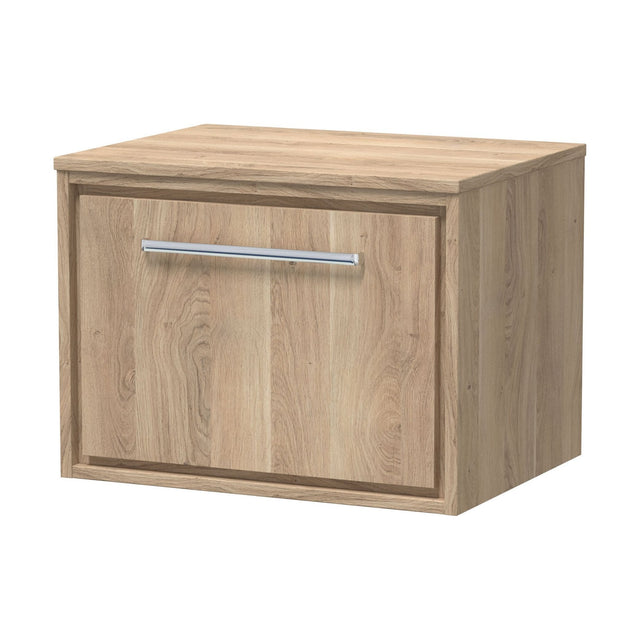 [BFIF3022W] Longnor 1 Drawer Wall Hung Vanity Unit with Worktop, Light Oak, 600mm - Cutout