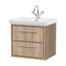 [BFIF3024A] Longnor 2 Drawer Wall Hung Vanity Unit with 1 Tap Hole Traditional Fireclay Basin, Choice of Size and Colour - Cutout