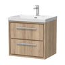 [BFIF3024E] Contemporary Longnor 2 Drawer Wall Hung Vanity Unit with 1 Tap Hole Thin Edge Basin, Choice of Size and Colour - Cutout