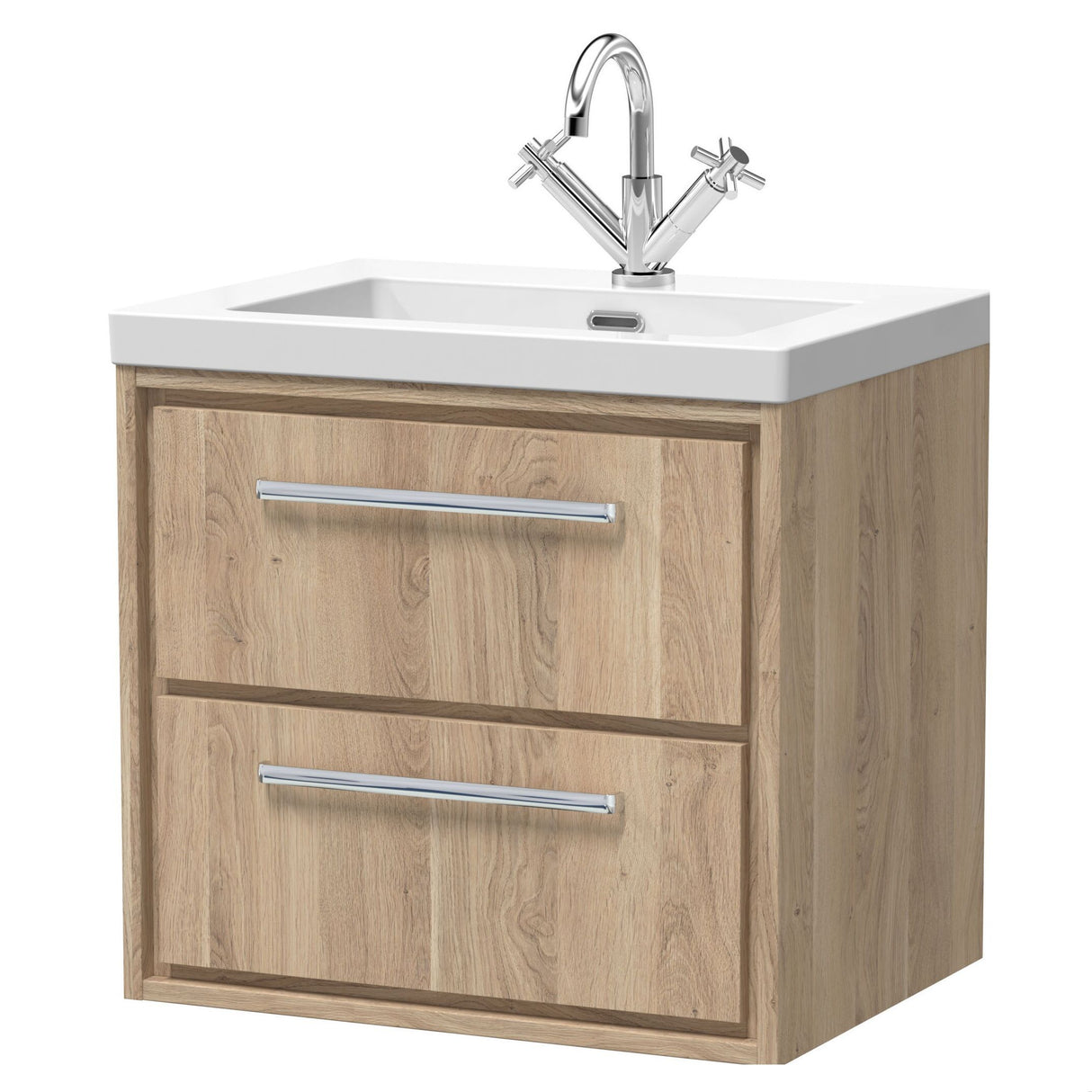[BFIF3024L] Longnor 2 Drawer Wall Hung Vanity Unit with Modern Fireclay Basin - Choice of Size and Colour - Cutout