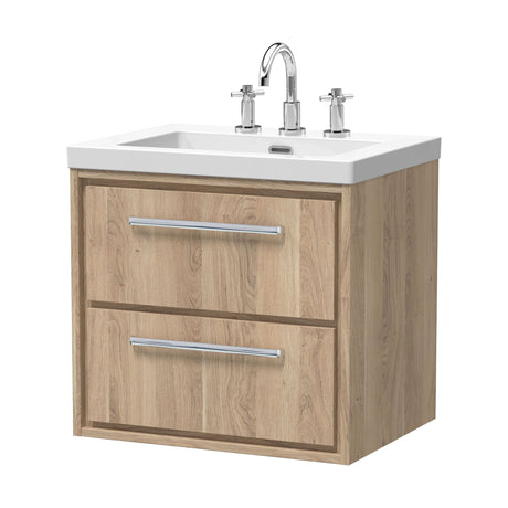 [BFIF3024M] Longnor 2 Drawer Wall Hung Vanity Unit with 3 Tap Hole Modern Fireclay Basin - Choice of Size and Colour - Cutout