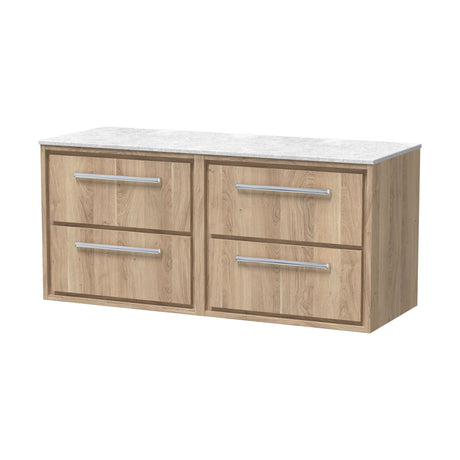 [BFIF3024WMT2] Contemporary Longnor 4 Drawer Wall Hung Vanity Unit with White Marble Worktop, 1200mm, Choice of Colour - Cutout