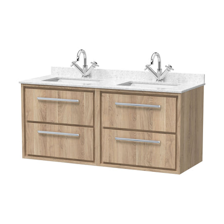 [BFIF3024WS2] Longnor 4 Drawer Wall Hung Vanity Unit with Square Basin and Marble Worktop, 1200mm, Choice of Colour - Cutout