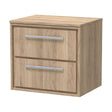 [BFIF3024W] Longnor 2 Drawer Wall Hung Vanity Unit with Worktop, Light Oak, 600mm - Cutout