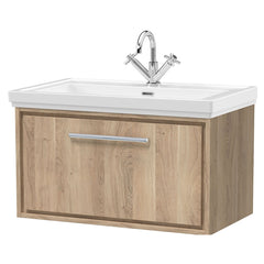 [BFIF3025A] Longnor 1 Drawer Wall Hung Vanity Unit with Traditional Fireclay Basin - Choice of Size and Colour - Cutout