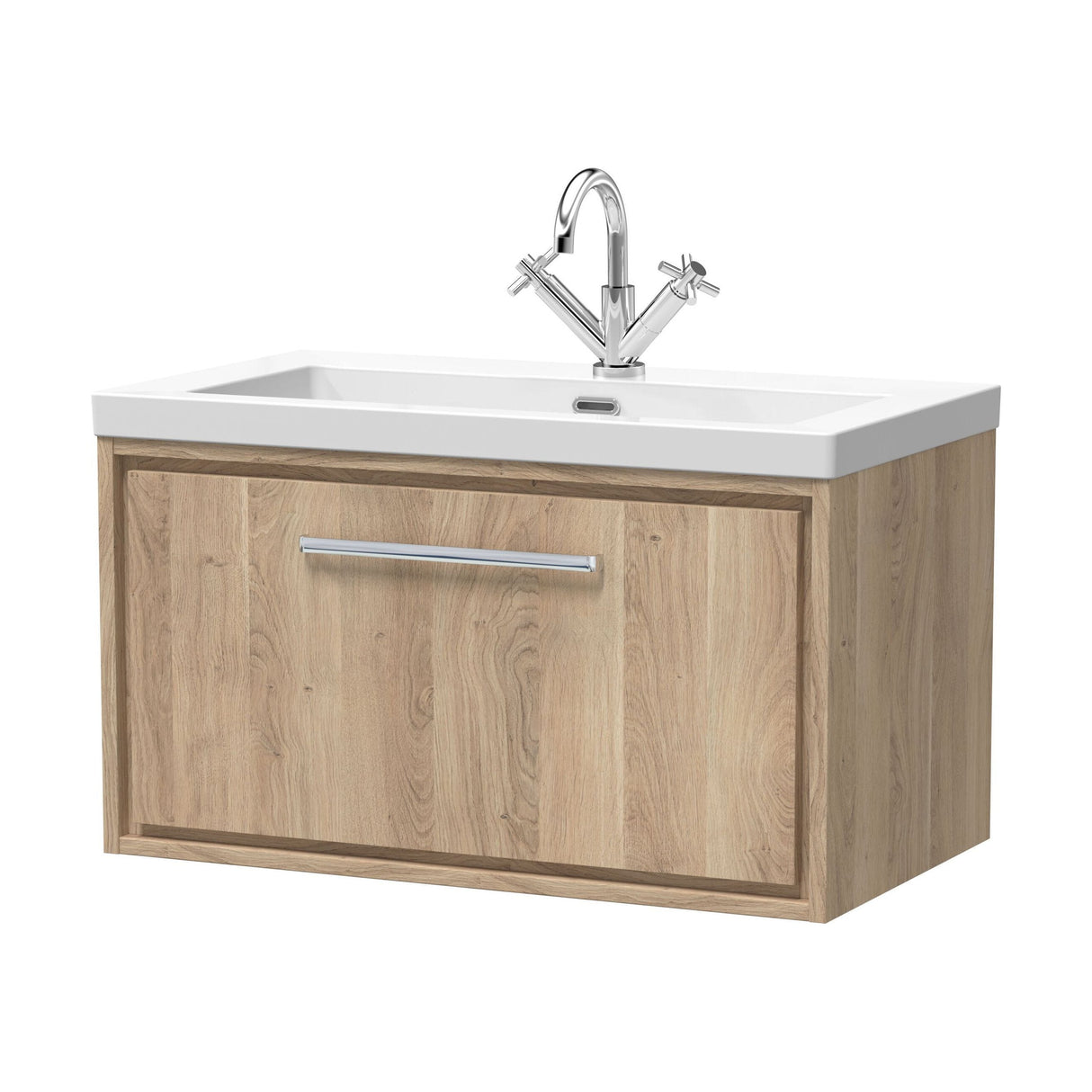 [BFIF3025L] Longnor 1 Drawer Wall Hung Vanity Unit with Modern Fireclay Basin - Choice of Size and Colour - Cutout