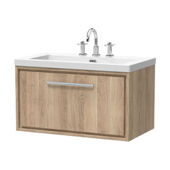 [BFIF3025M] Longnor 1 Drawer Wall Hung Vanity Unit with 3 Tap Hole Modern Fireclay Basin - Choice of Size and Colour - Cutout