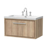 [BFIF3025M] Longnor 1 Drawer Wall Hung Vanity Unit with 3 Tap Hole Modern Fireclay Basin - Choice of Size and Colour - Cutout