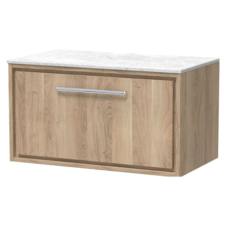 [BFIF3025WMT] Longnor 1 Drawer Wall Hung Vanity Unit with White Marble Worktop - Choice of Size and Colour - Cutout