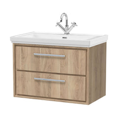 [BFIF3026A] Longnor 2 Drawer Wall Hung Vanity Unit with 1 Tap Hole Traditional Fireclay Basin, Choice of Size and Colour - Cutout