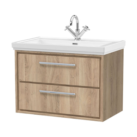 [BFIF3026A] Longnor 2 Drawer Wall Hung Vanity Unit with 1 Tap Hole Traditional Fireclay Basin, Choice of Size and Colour - Cutout