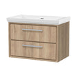 [BFIF3026H] Longnor 2 Drawer Wall Hung Vanity Unit with 0 Tap Hole Traditional Fireclay Basin, Light Oak, 800mm - Cutout