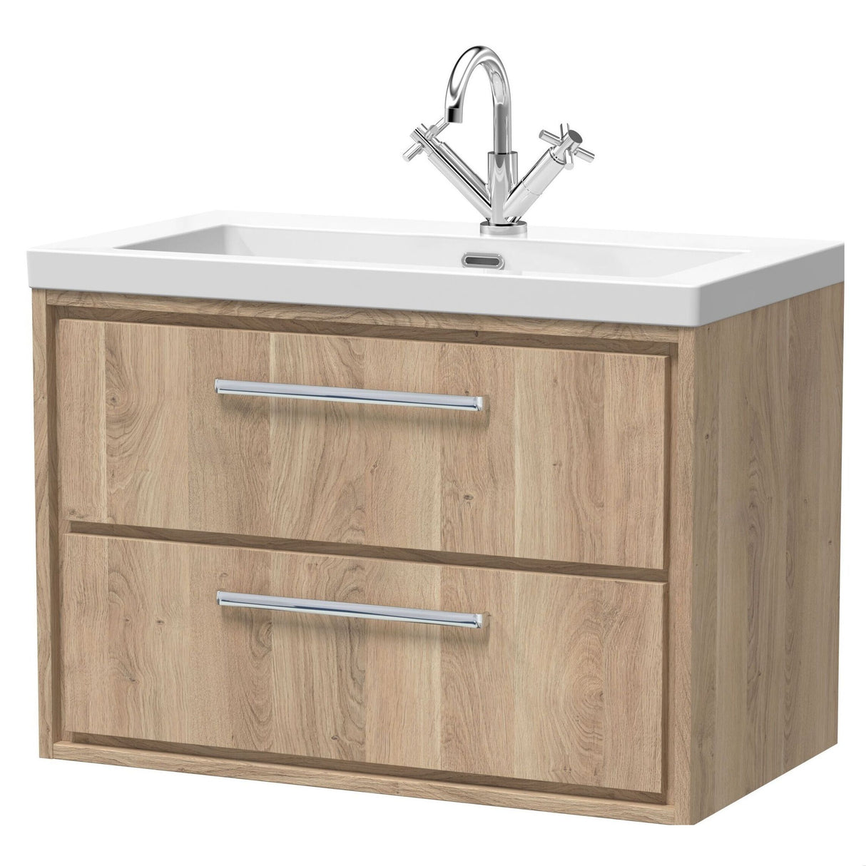 [BFIF3026L] Longnor 2 Drawer Wall Hung Vanity Unit with Modern Fireclay Basin - Choice of Size and Colour - Cutout