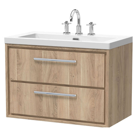[BFIF3026M] Longnor 2 Drawer Wall Hung Vanity Unit with 3 Tap Hole Modern Fireclay Basin - Choice of Size and Colour - Cutout