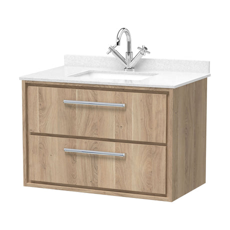 [BFIF3026WS1] Longnor 2 Drawer Wall Hung Vanity Unit with Square Basin and Marble Worktop - Choice of Size and Colour - Cutout