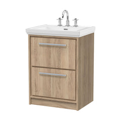 [BFIF3033B] Longnor 2 Drawer Floor Standing Vanity Unit with 3 Tap Hole Traditional Fireclay Basin - Choice of Size and Colour - Cutout