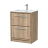 [BFIF3033C] Longnor 2 Drawer Floor Standing Vanity Unit with Minimalist Basin - Choice of Size and Colour - Cutout