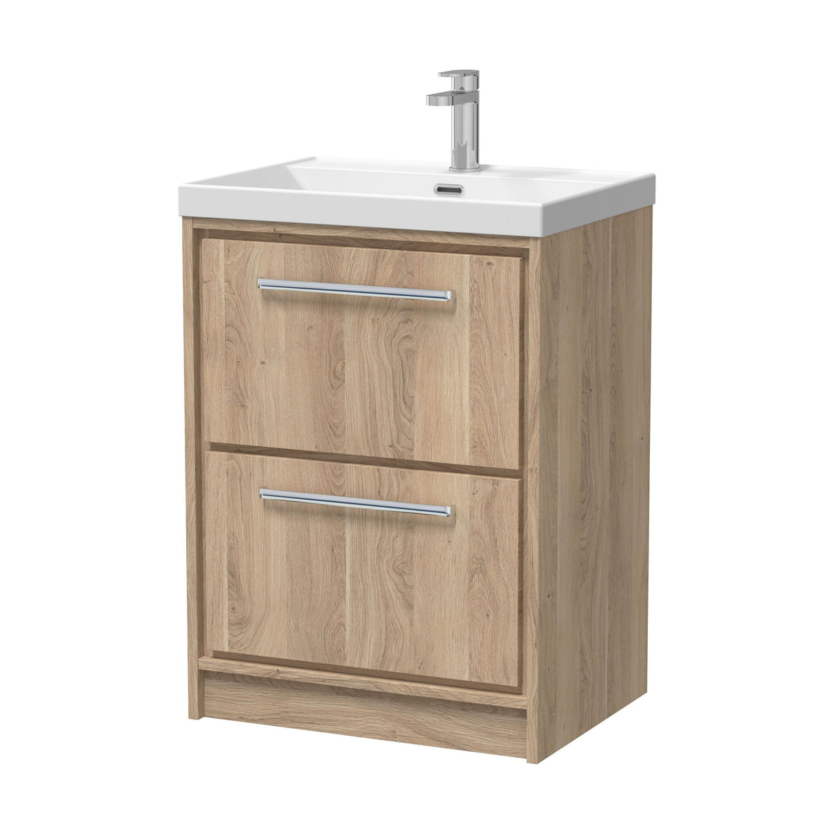 [BFIF3033E] Longnor 2 Drawer Floor Standing Vanity Unit with Thin Edge Basin - Choice of Size and Colour - Cutout