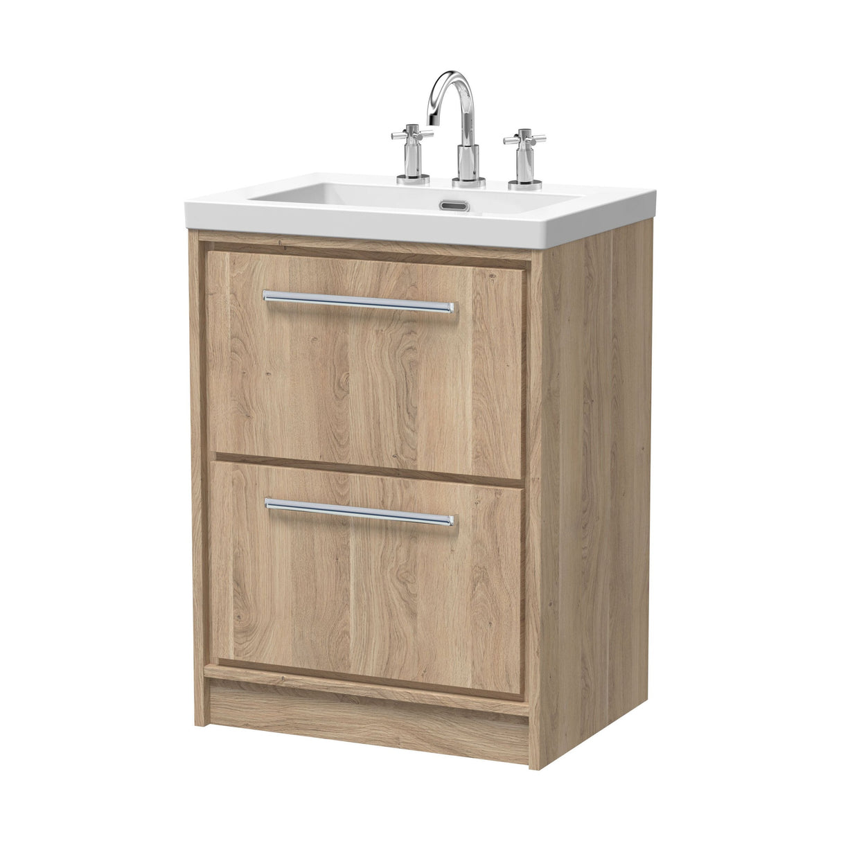 [BFIF3033M] Longnor 2 Drawer Floor Standing Vanity Unit with 3 Tap Hole Modern Fireclay Basin - Choice of Size and Colour - Cutout
