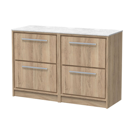 [BFIF3033WMT2] Longnor 4 Drawer Floor Standing Vanity Unit with White Marble Worktop - Choice of Colour - Cutout