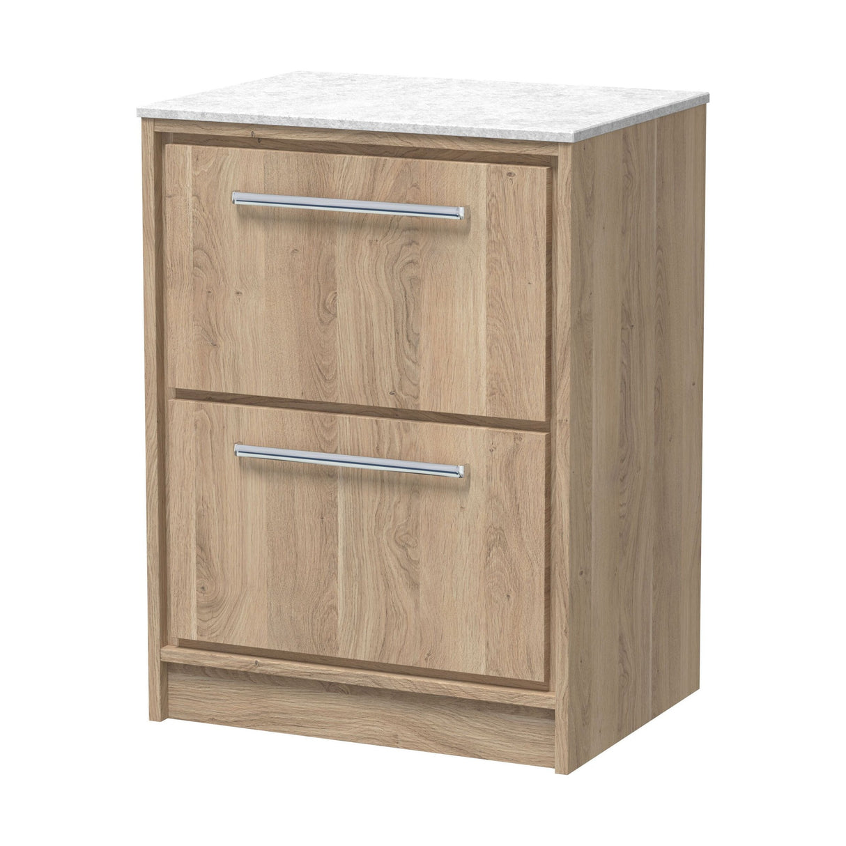 [BFIF3033WMT] Longnor 2 Drawer Floor Standing Vanity Unit with White Marble Worktop - Choice of Size and Colour - Cutout