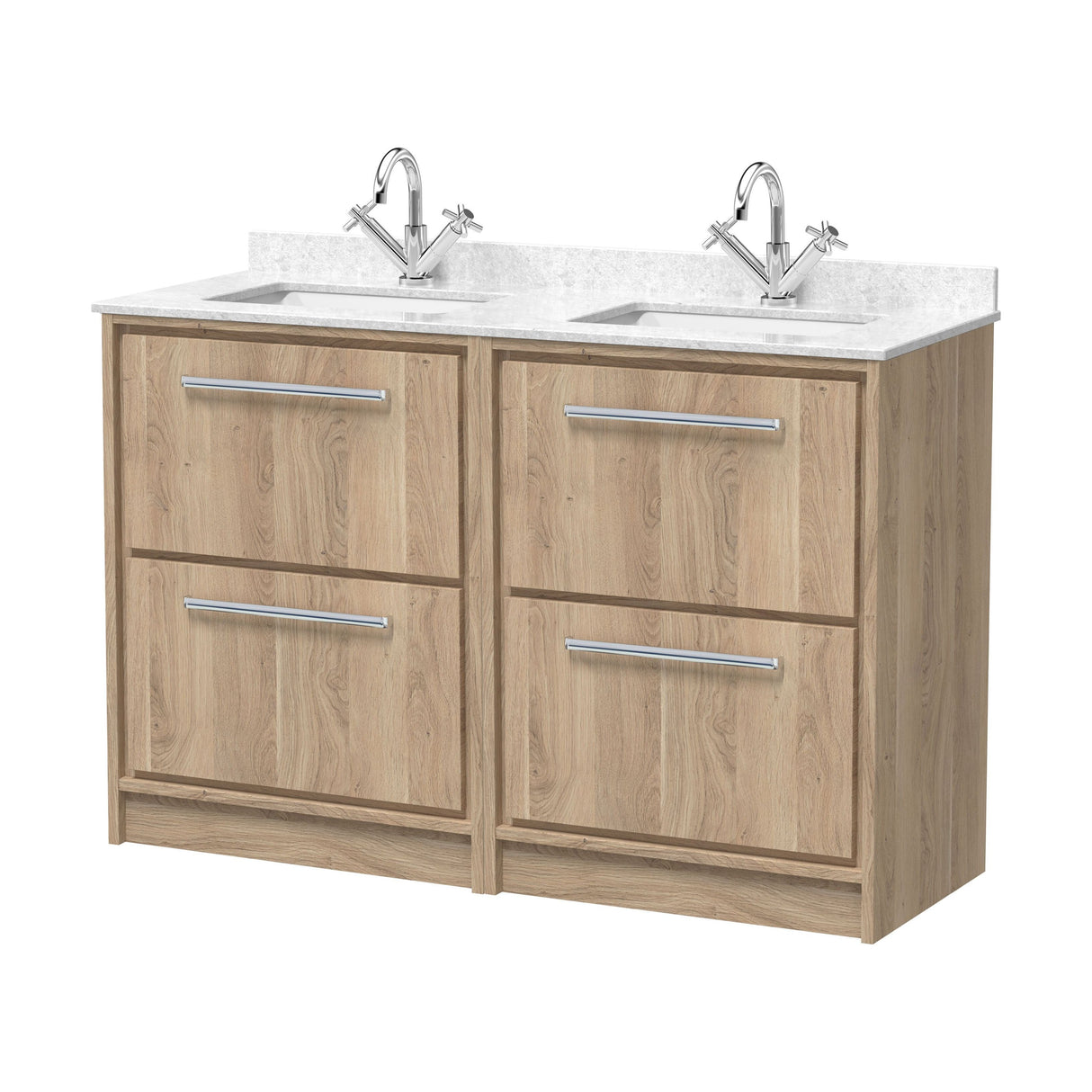 [BFIF3033WS2] Longnor 4 Drawer Floor Standing Vanity Unit with Square Basin and Marble Worktop - Choice of Colour - Cutout