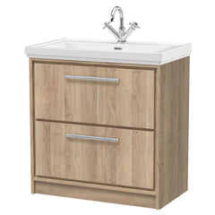 [BFIF3035A] Longnor 2 Drawer Floor Standing Vanity Unit with Traditional Fireclay Basin - Choice of Size and Colour - Cutout