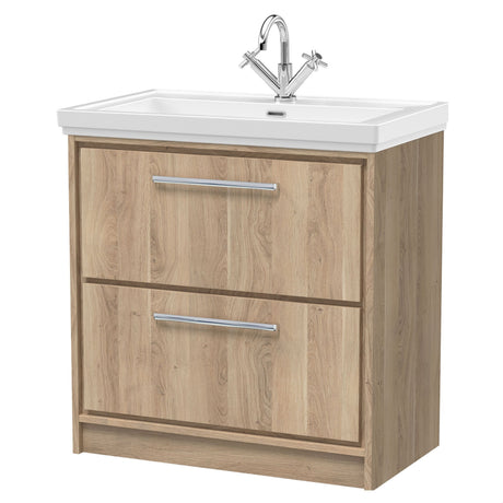 [BFIF3035A] Longnor 2 Drawer Floor Standing Vanity Unit with Traditional Fireclay Basin - Choice of Size and Colour - Cutout