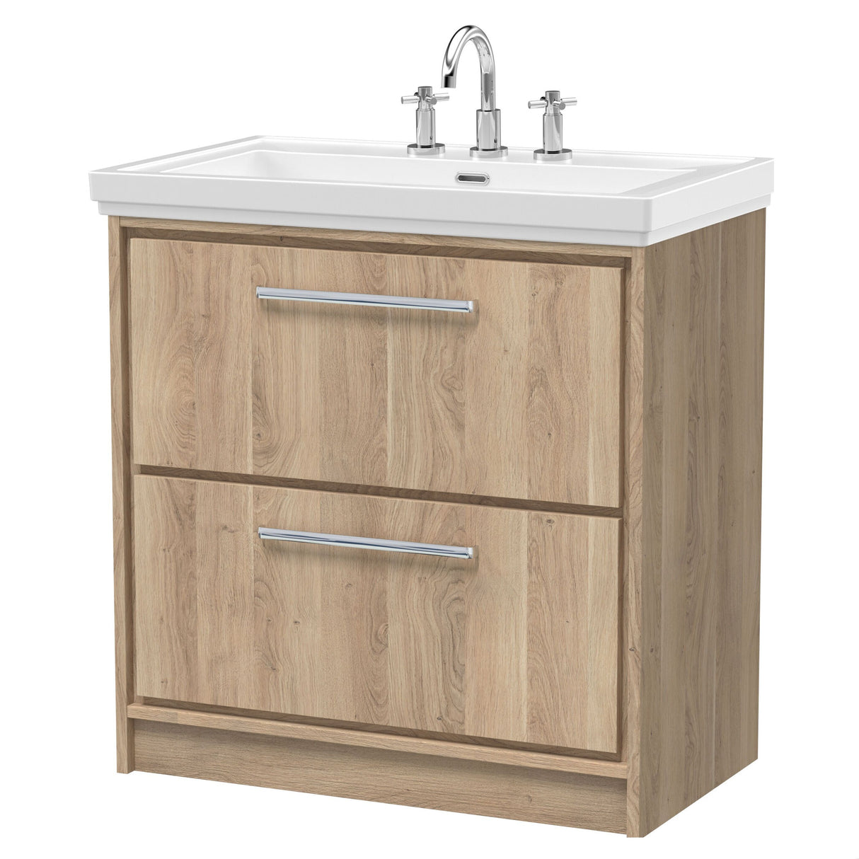 [BFIF3035B] Longnor 2 Drawer Floor Standing Vanity Unit with 3 Tap Hole Traditional Fireclay Basin - Choice of Size and Colour - Cutout