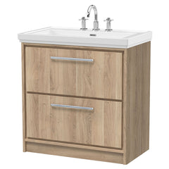 [BFIF3035B] Longnor 2 Drawer Floor Standing Vanity Unit with 3 Tap Hole Traditional Fireclay Basin - Choice of Size and Colour - Cutout
