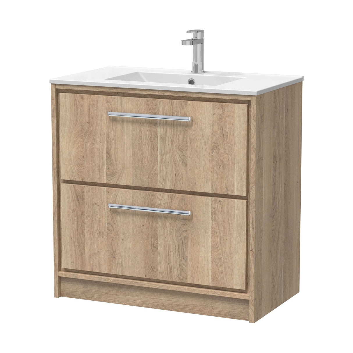 [BFIF3035C] Longnor 2 Drawer Floor Standing Vanity Unit with Minimalist Basin - Choice of Size and Colour - Cutout