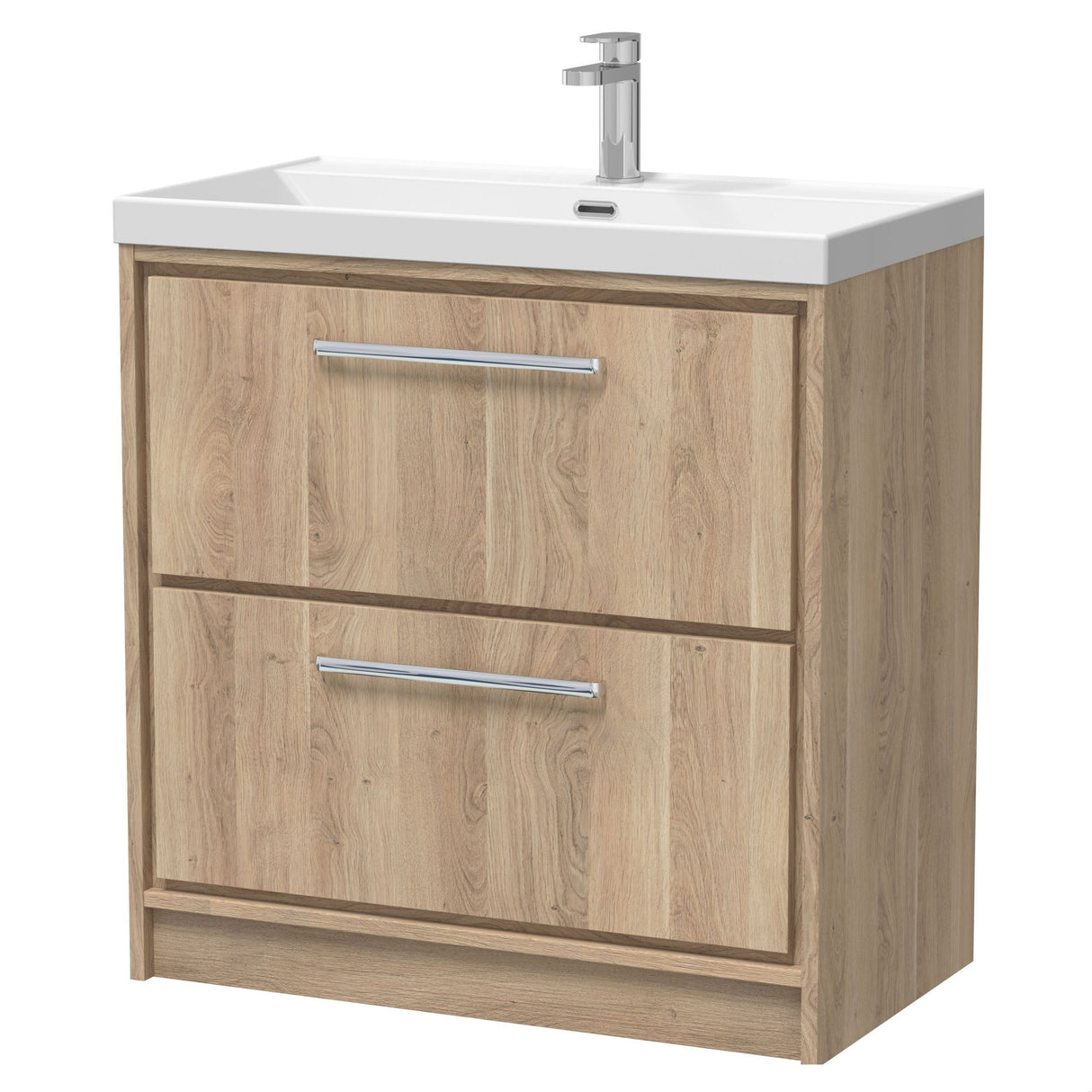 [BFIF3035E] Longnor 2 Drawer Floor Standing Vanity Unit with Thin Edge Basin - Choice of Size and Colour - Cutout