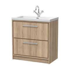 [BFIF3035L] Longnor 2 Drawer Floor Standing Vanity Unit with Modern Fireclay Basin - Choice of Size and Colour - Cutout