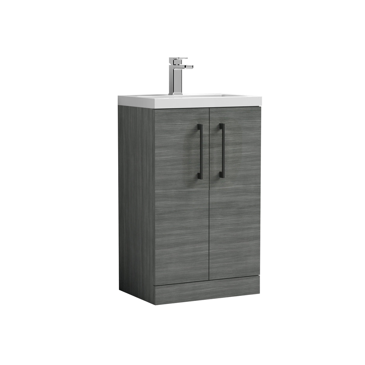 [BFLE004H018] Bramshall Contemporary Compact Floor Standing Vanity Basin Unit with Polymarble Basin, 500mm, Choice of Colour and Handle Finish - Cutout