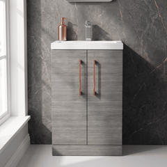 [BFLE004H019] Bramshall Contemporary Compact Floor Standing Vanity Basin Unit with Polymarble Basin, 500mm, Choice of Colour and Handle Finish - Silo