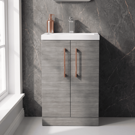 [BFLE004H019] Bramshall Contemporary Compact Floor Standing Vanity Basin Unit with Polymarble Basin, 500mm, Choice of Colour and Handle Finish - Silo