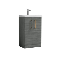 [BFLE004H1516] Bramshall Contemporary Compact Floor Standing Vanity Basin Unit with Polymarble Basin, 500mm, Choice of Colour and Handle Finish - Cutout