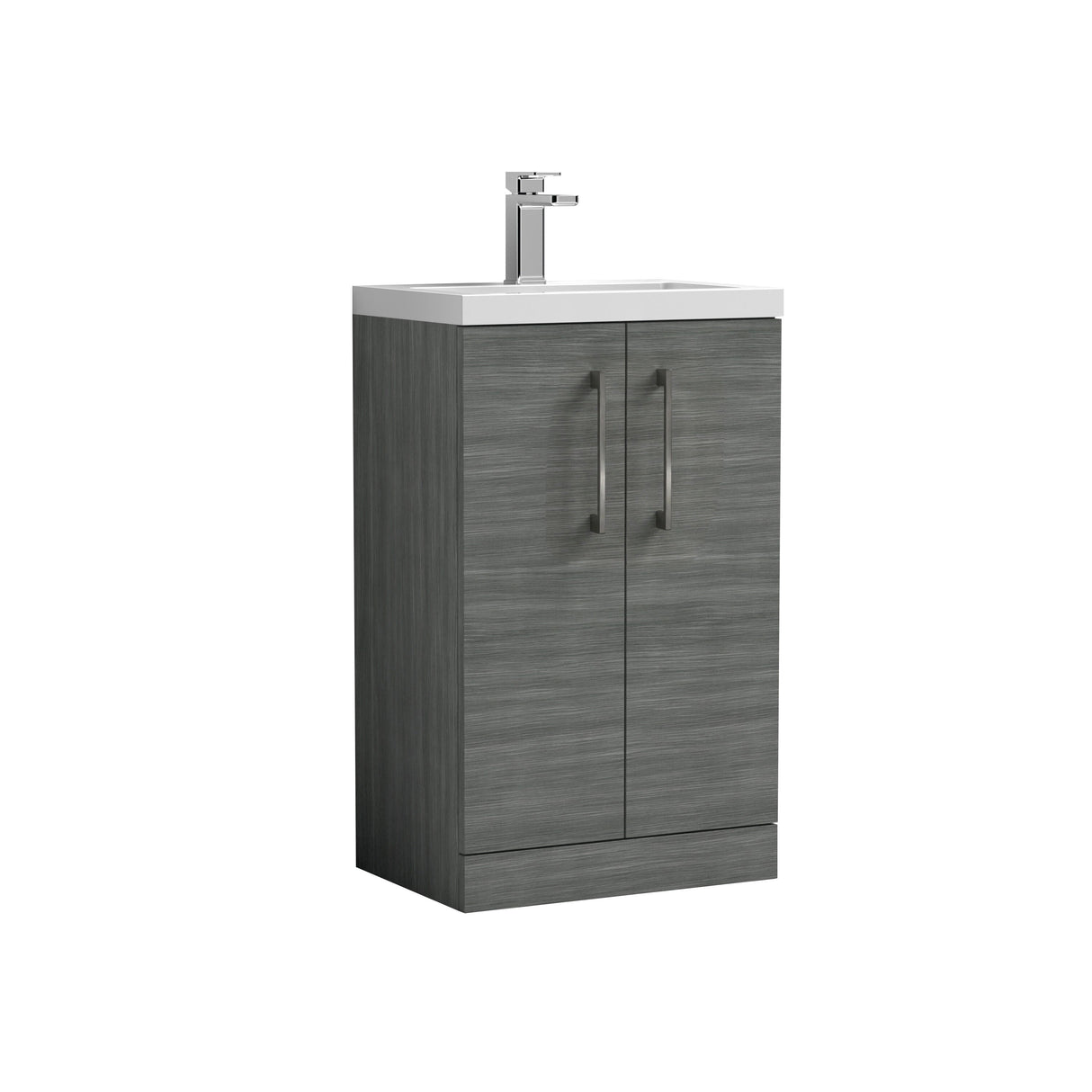 [BFLE004H716] Bramshall Contemporary Compact Floor Standing Vanity Basin Unit with Polymarble Basin, 500mm, Choice of Colour and Handle Finish - Cutout