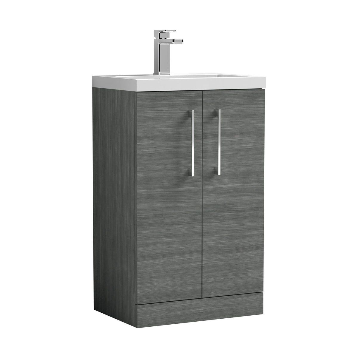 [BFLE004] Bramshall Contemporary Compact Floor Standing Vanity Basin Unit with Polymarble Basin, 500mm, Choice of Colour and Handle Finish - Cutout